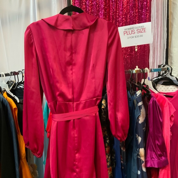 Fuchsia Ruffled Wrap Dress - Picture 2 of 2